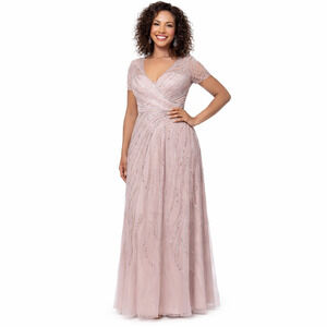 Xscape Beaded Formal Evening Gown Women's 4 Mother Of Bride Wedding Party Dress
